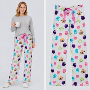 NEW Hot Kiss Novelty Owl Print Plush Super Soft Lounge Pants NEW with Tag Sz L